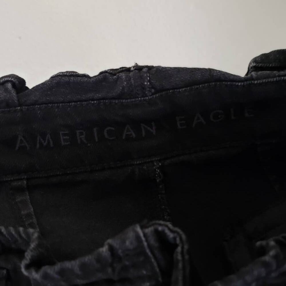 American Eagle Paperbag Denim Mom Shorts Onyx Black Highest Rise - Picture 6 of 9